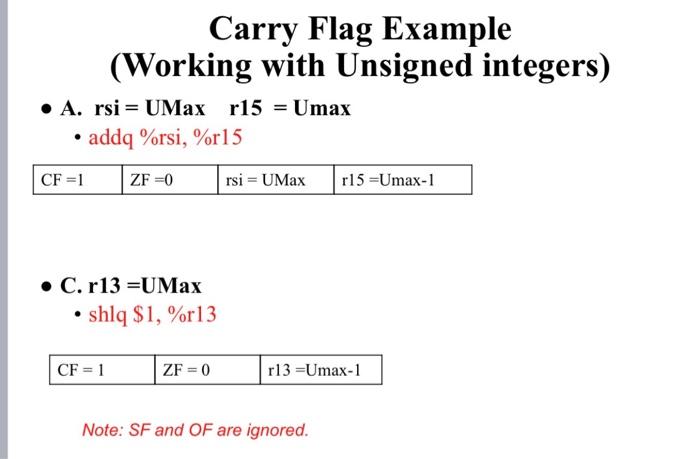 Solved Overflow Flag Examples Working with Signed numbers