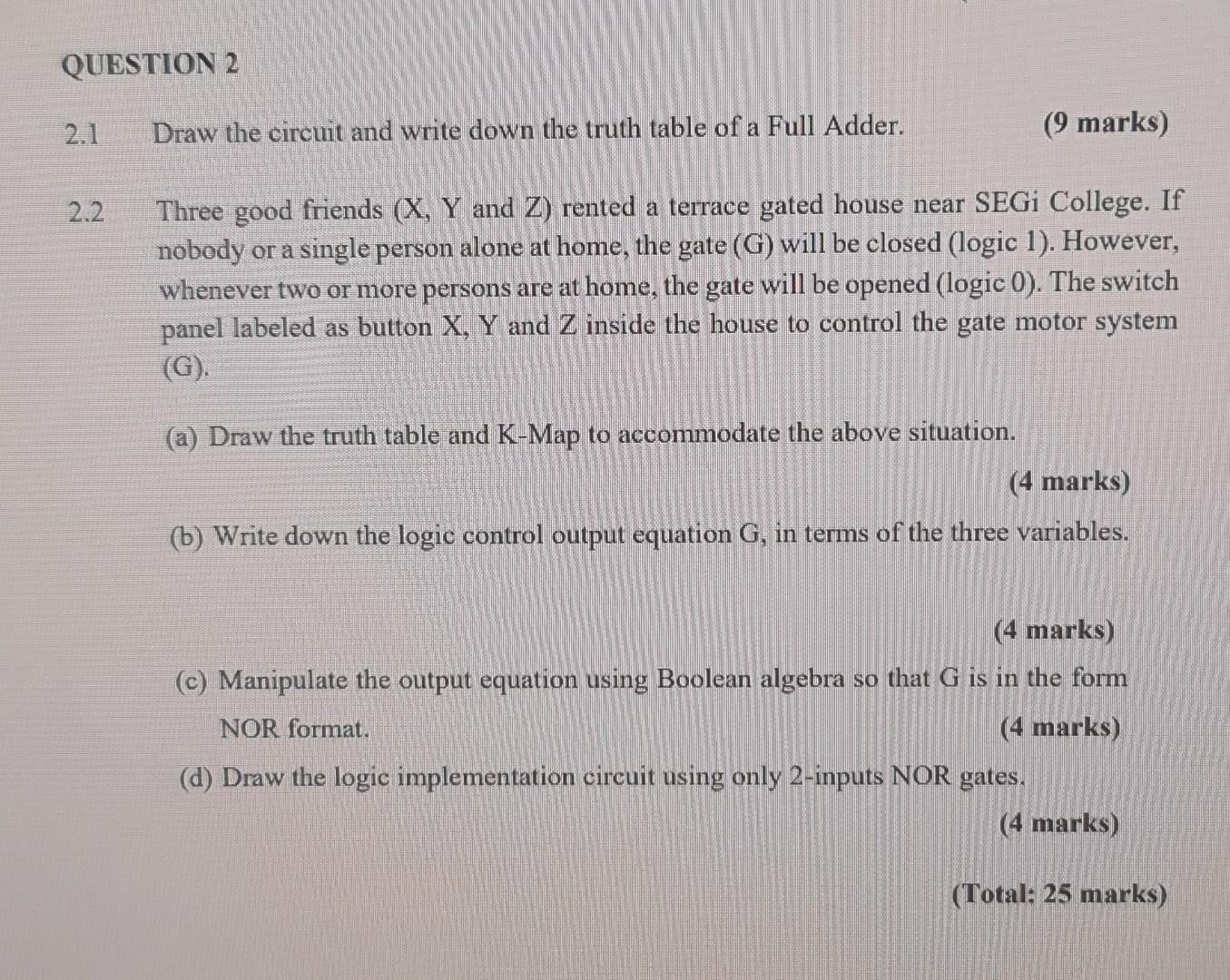 Solved QUESTION 2 2.1 Draw the circuit and write down the | Chegg.com