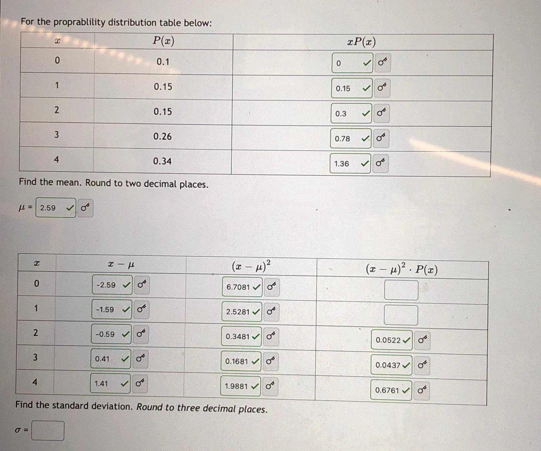 Solved For the proprablility distribution table below:Find | Chegg.com