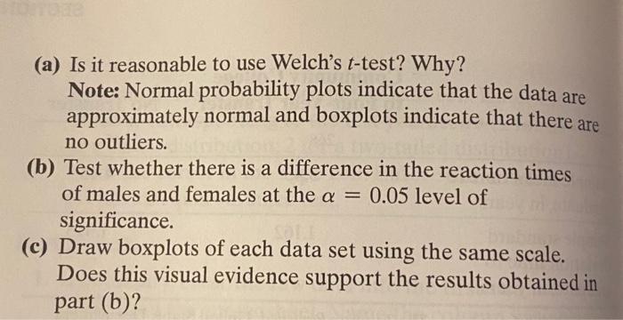 Solved 14. Measuring Reaction Time Researchers wanted to | Chegg.com