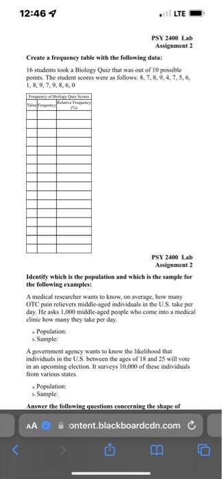 Solved Create a frequency table with the following data: 16 | Chegg.com