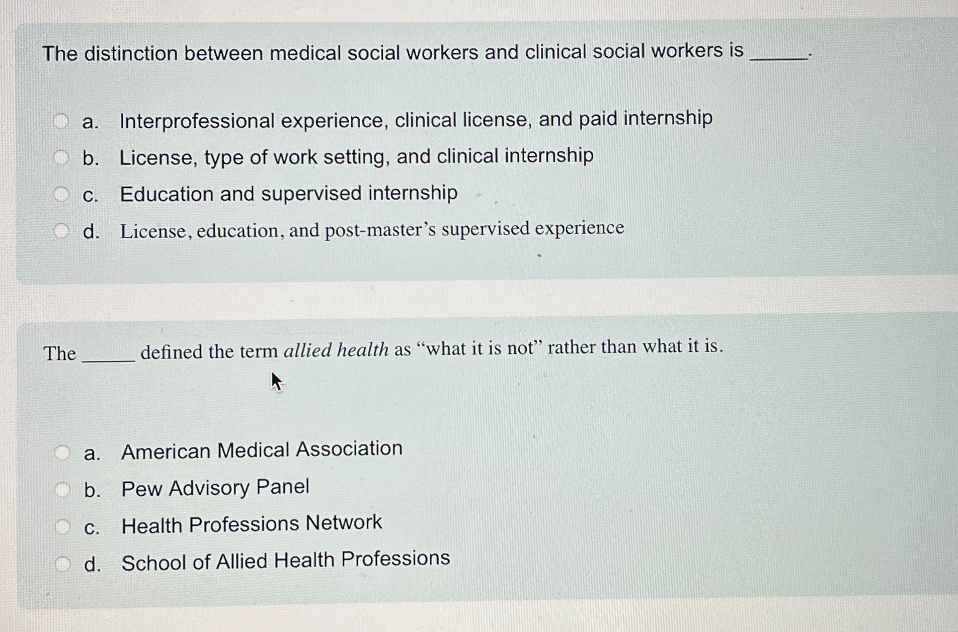 Solved The distinction between medical social workers and | Chegg.com