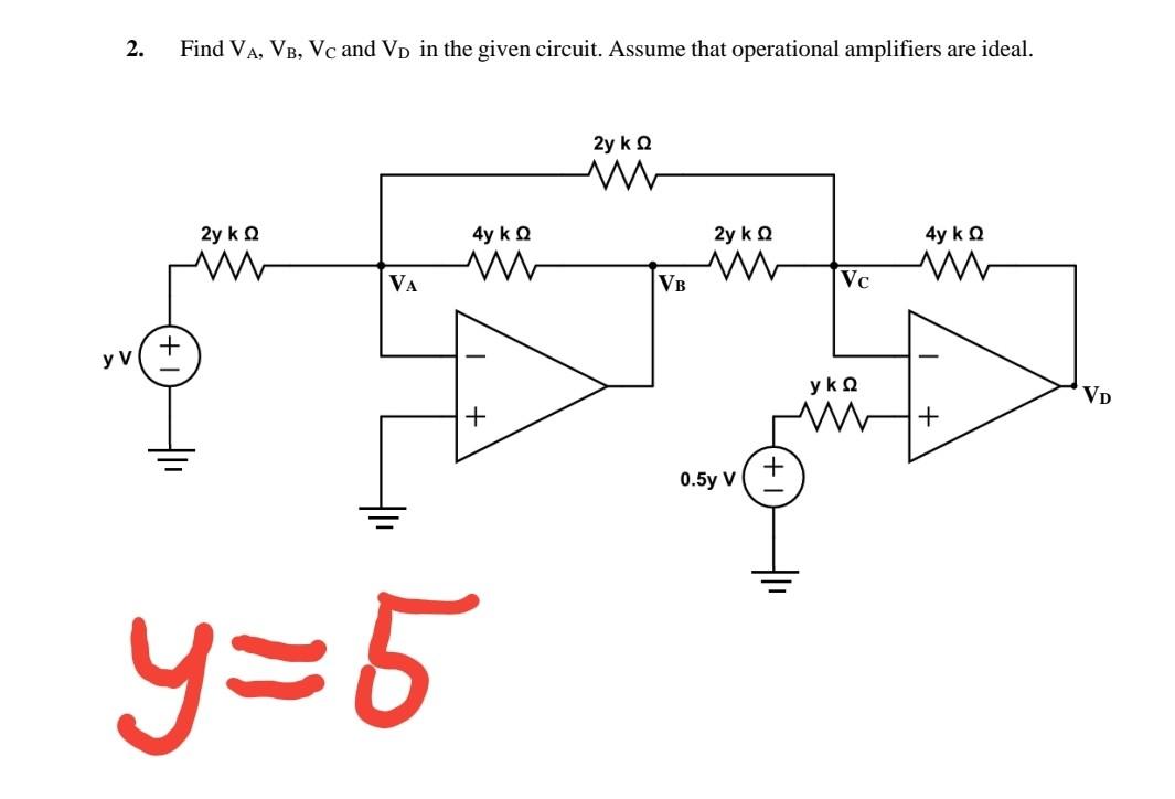 Solved 2. Find VA, VB, Vc and VD in the given circuit.