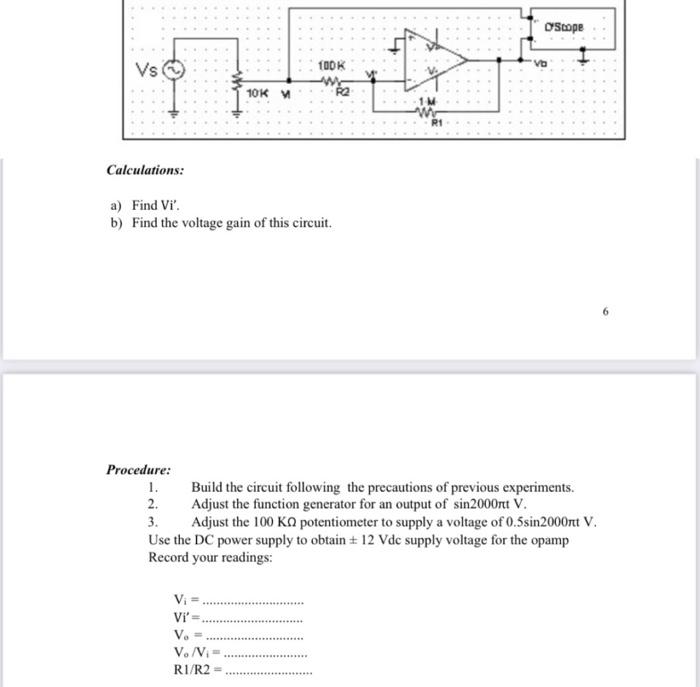 Solved O'Scope 100K VO Vs 10км R2 RI Calculations a) Find
