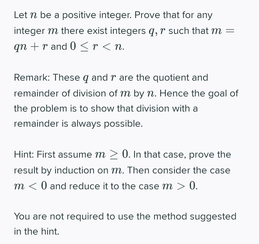 Solved Let n be a positive integer. Prove that for any | Chegg.com