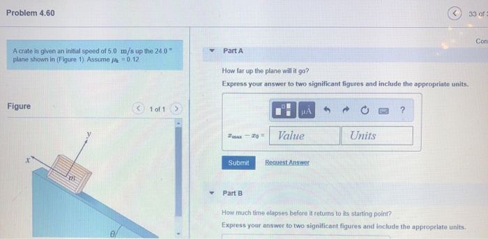 Solved Problem 4.60 33 of Con Part A A crate is given an | Chegg.com