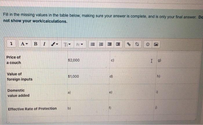 Solved Fill in the missing values in the table below, making | Chegg.com