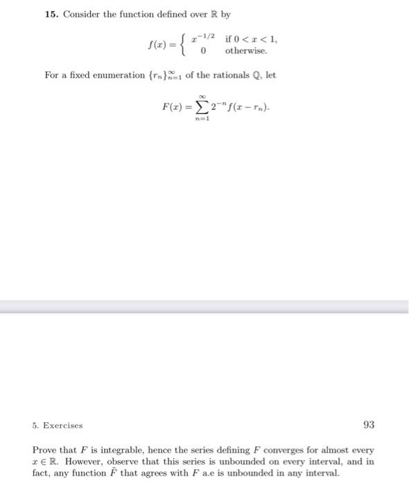 Solved 15. Consider the function defined over R by | Chegg.com