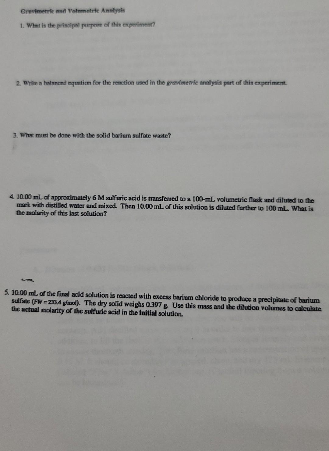 Solved CH100I - Experiment 4: Gravimetric Determination of | Chegg.com