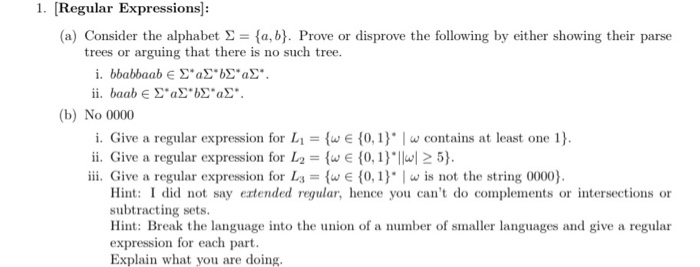 Solved 1. (Regular Expressions): (a) Consider The Alphabet S | Chegg.com