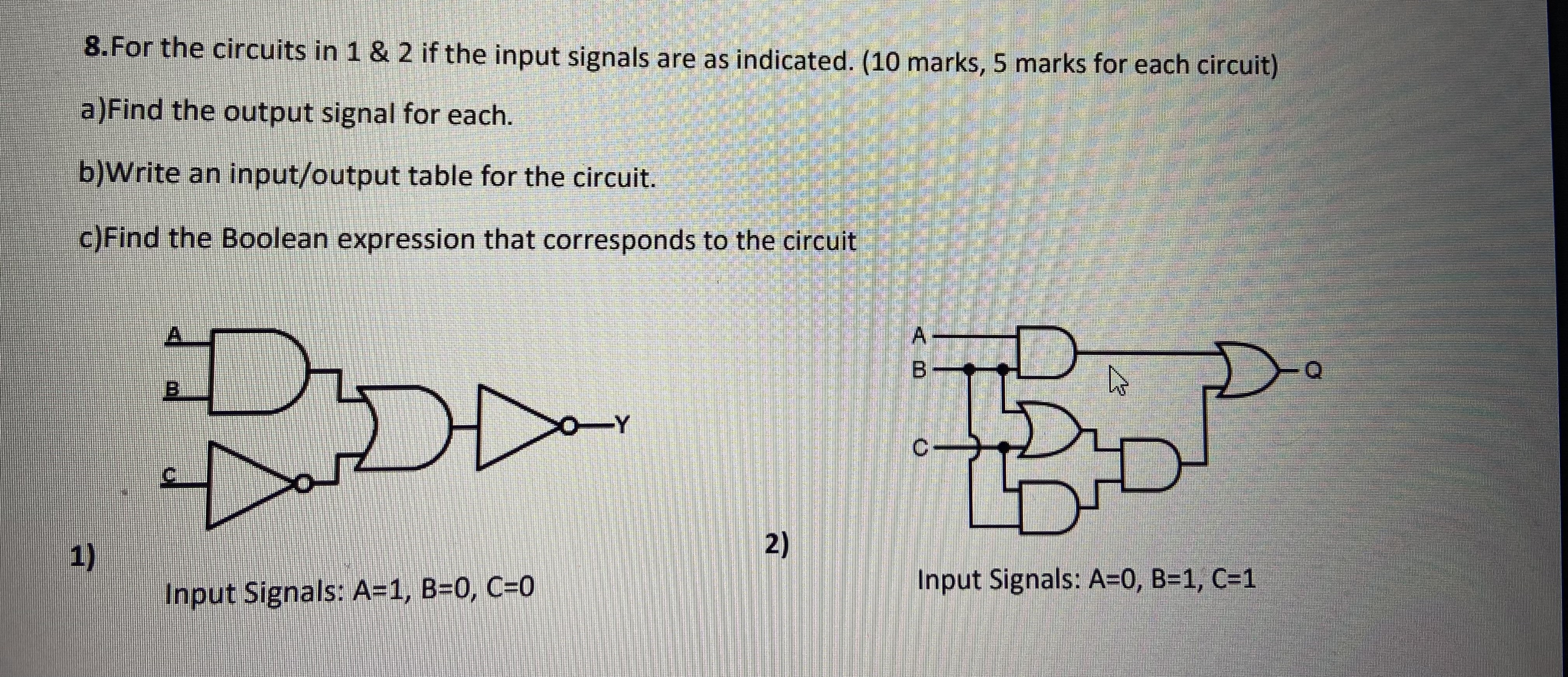 Solved 8.For the circuits in 1&2 if the input signals are | Chegg.com