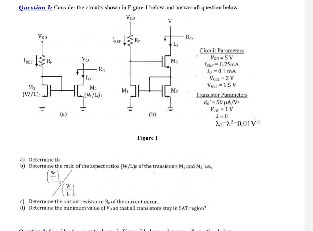 Solved Question 1: Consider the circuits shown in Figure 1 | Chegg.com