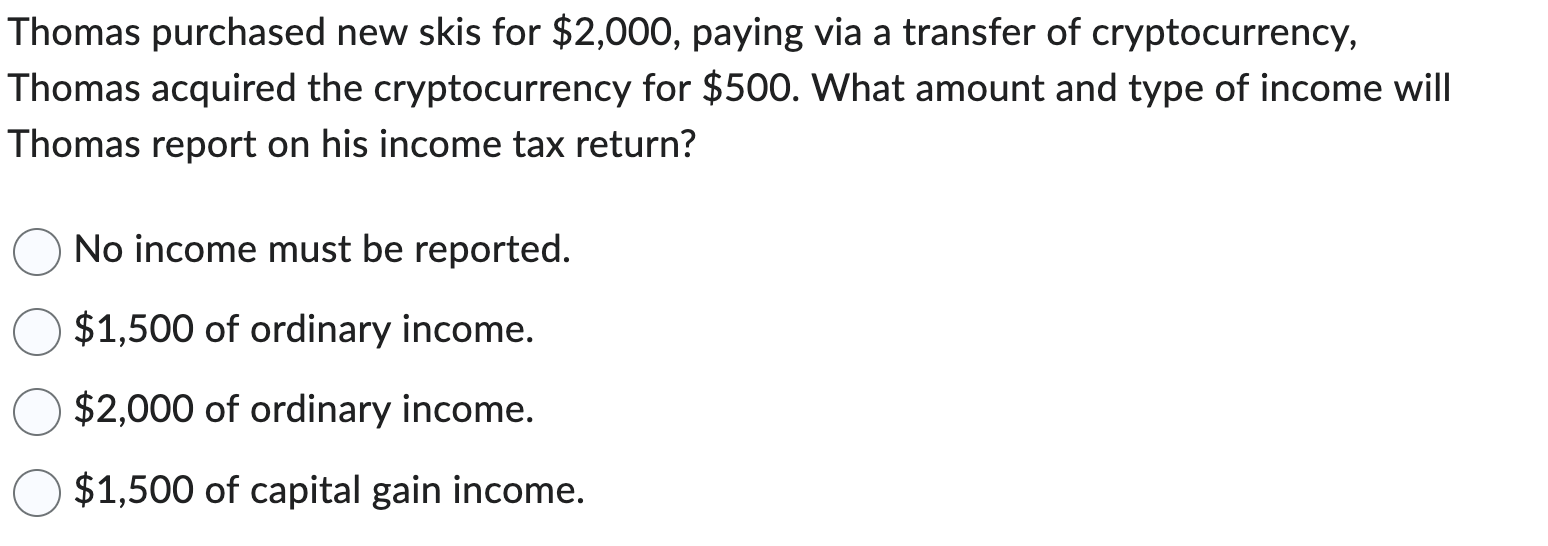 Solved Thomas purchased new skis for $2,000, ﻿paying via a | Chegg.com