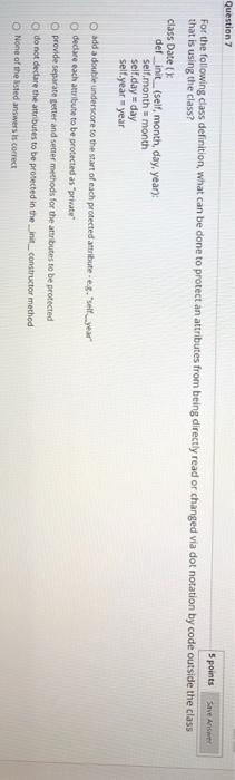 Solved Save Answer Question 7 5 points For the following | Chegg.com