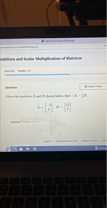 Solved Given the matrices A and B shown below, find −A−21B. | Chegg.com