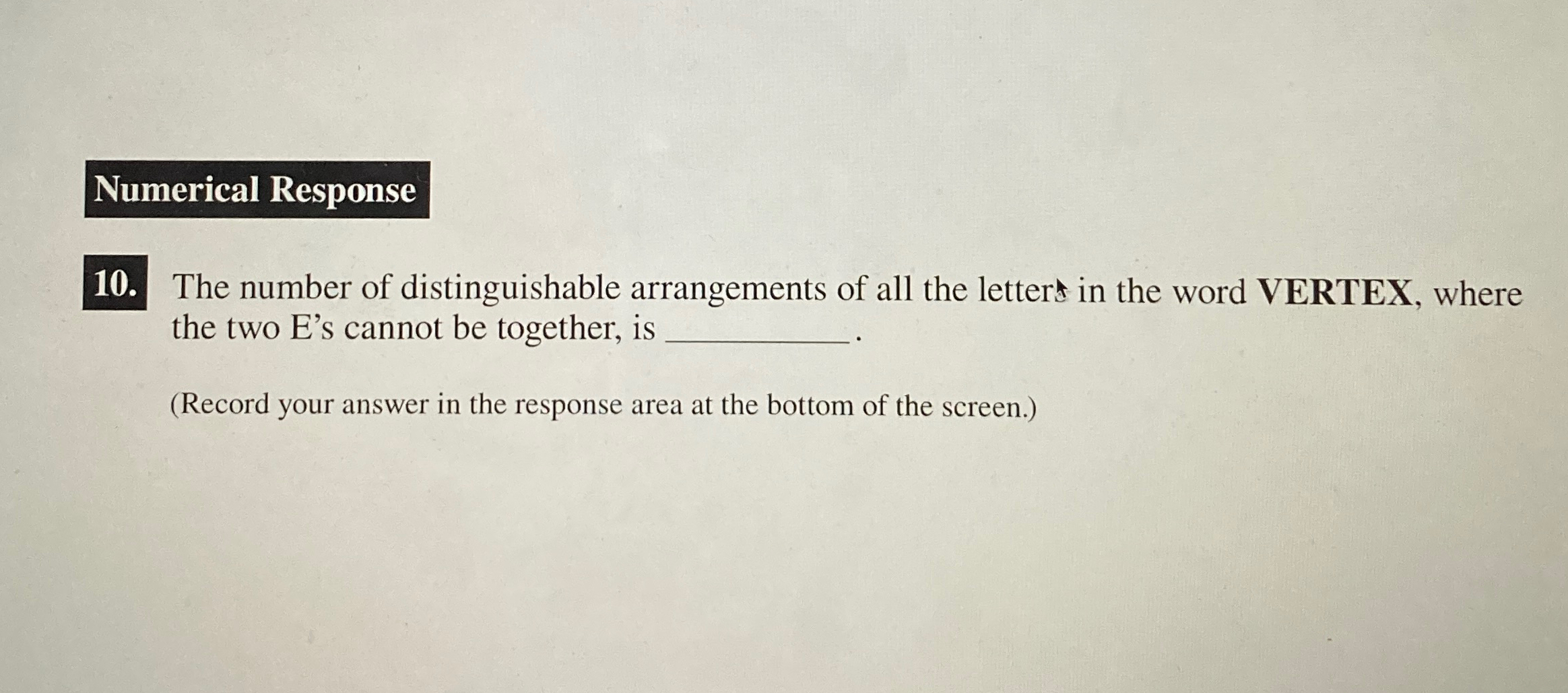 Numerical Response10. ﻿The number of distinguishable | Chegg.com