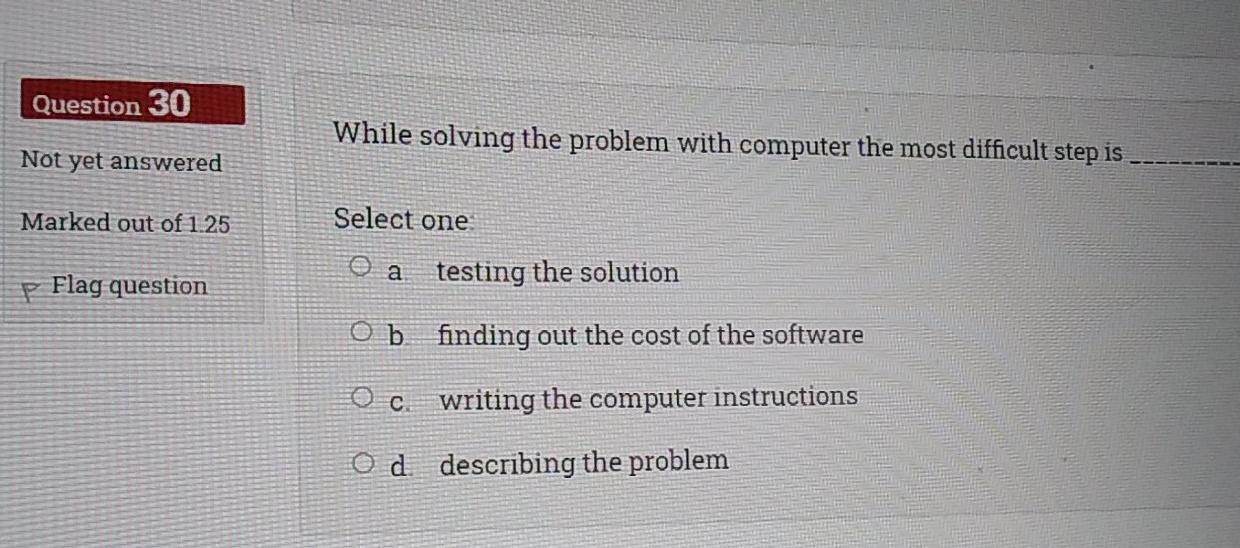 Solved Question 30 While solving the problem with computer | Chegg.com
