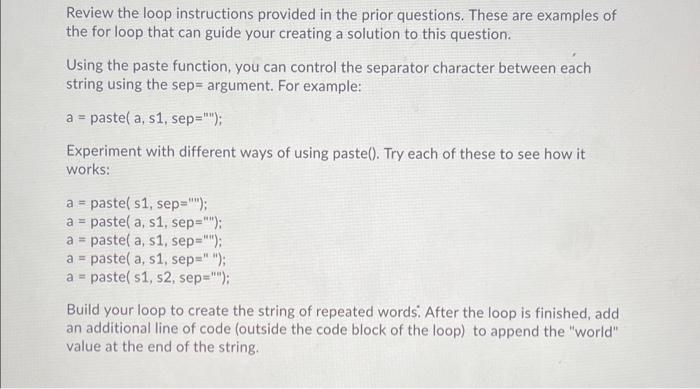 Solved Create logic using the loop command to repeat the | Chegg.com