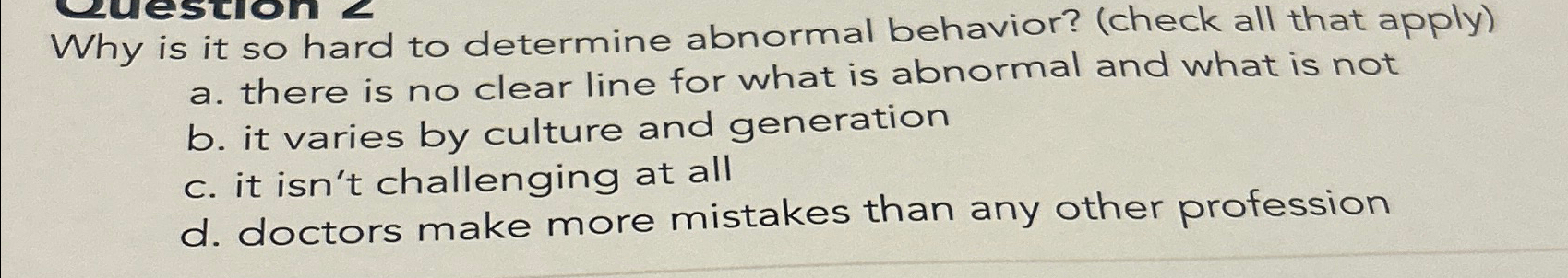 Solved Why Is It So Hard To Determine Abnormal Behavior? | Chegg.com