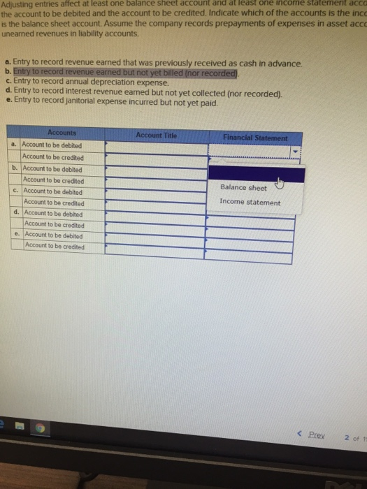 Solved Adjusting Entries Affect At Least One Balance Shee