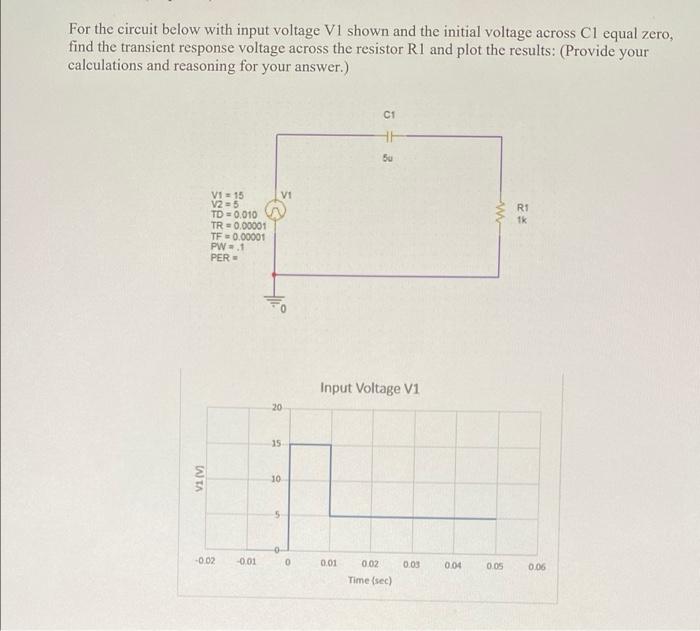 Solved For The Circuit Below With Input Voltage V1 Shown And | Chegg.com