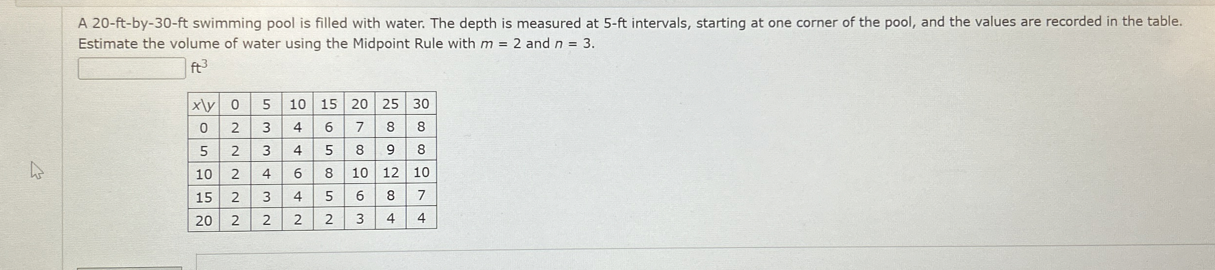 Solved A 20ftby30ft swimming pool is filled with water.