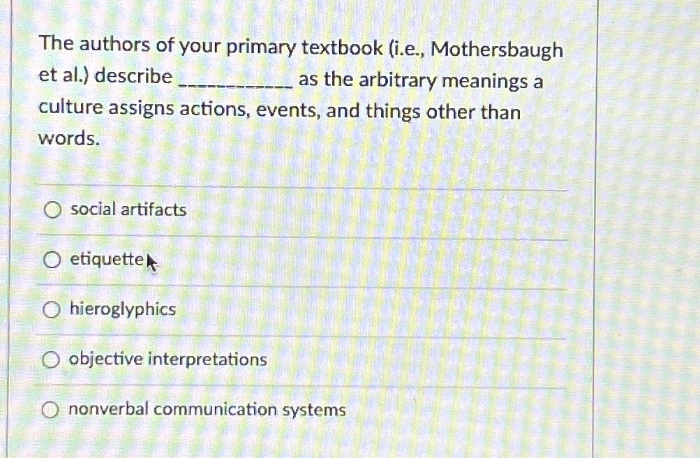 Solved The authors of your primary textbook (i.e., | Chegg.com