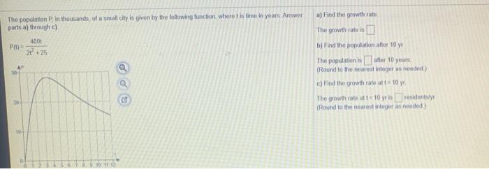Solved A) Find The Growth Rate The Population In Thousands | Chegg.com