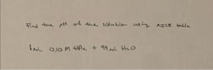 Solved Find the pH of the solution using RICE table AmL | Chegg.com