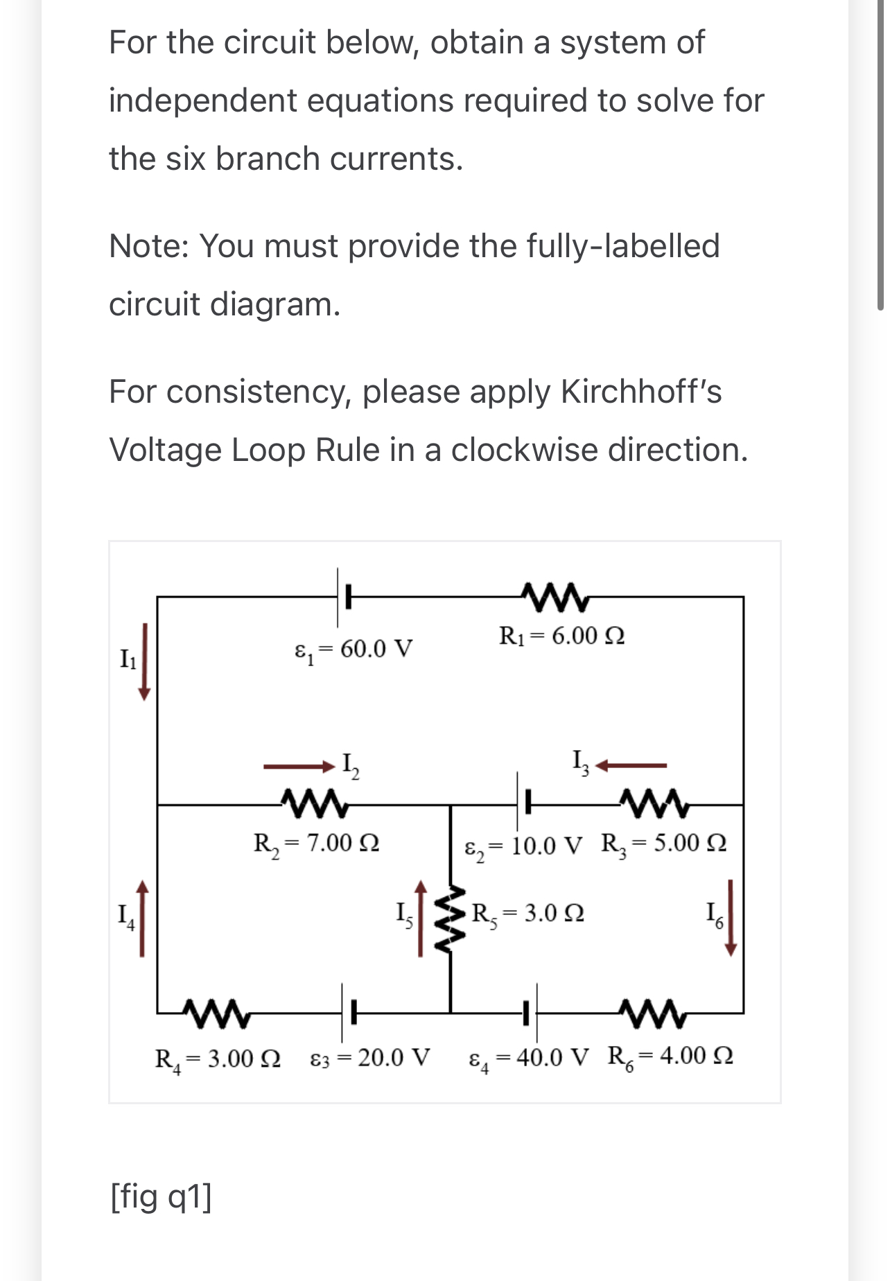 Solved For the circuit below, obtain a system of independent | Chegg.com
