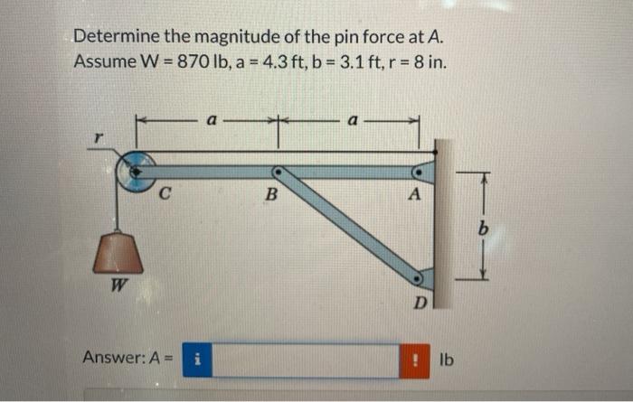 Solved Determine The Magnitude Of The Pin Force At A. Assume | Chegg.com