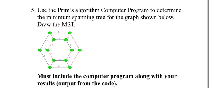 Solved 5. Use the Prim's algorithm Computer Program to | Chegg.com