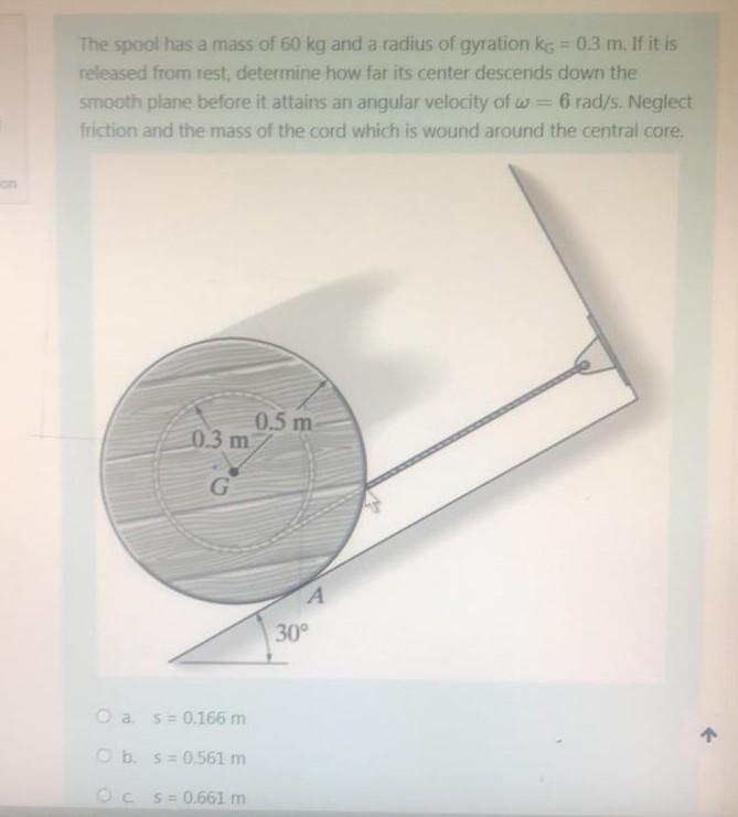 Solved On The Spool Has A Mass Of 60 Kg And A Radius Of | Chegg.com