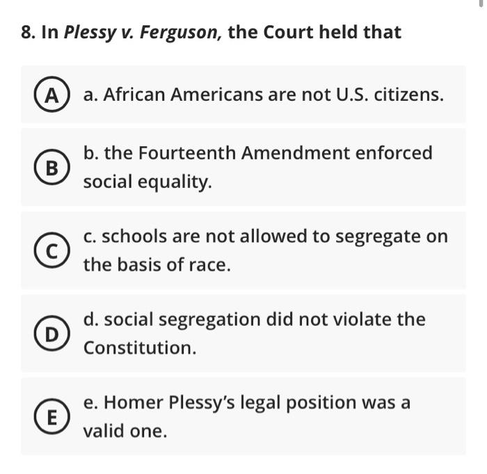 Plessy v 2024 ferguson 14th amendment