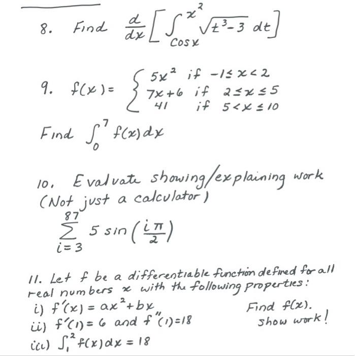 8 Find D Dx S V7 3 Dit 9 F X 5x2 If 13 X 2 Chegg Com