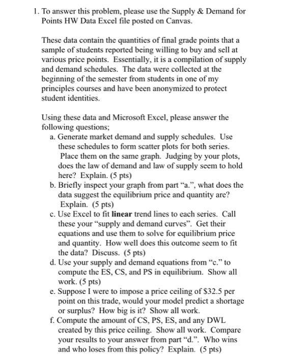 Solved 1. To answer this problem, please use the Supply & | Chegg.com