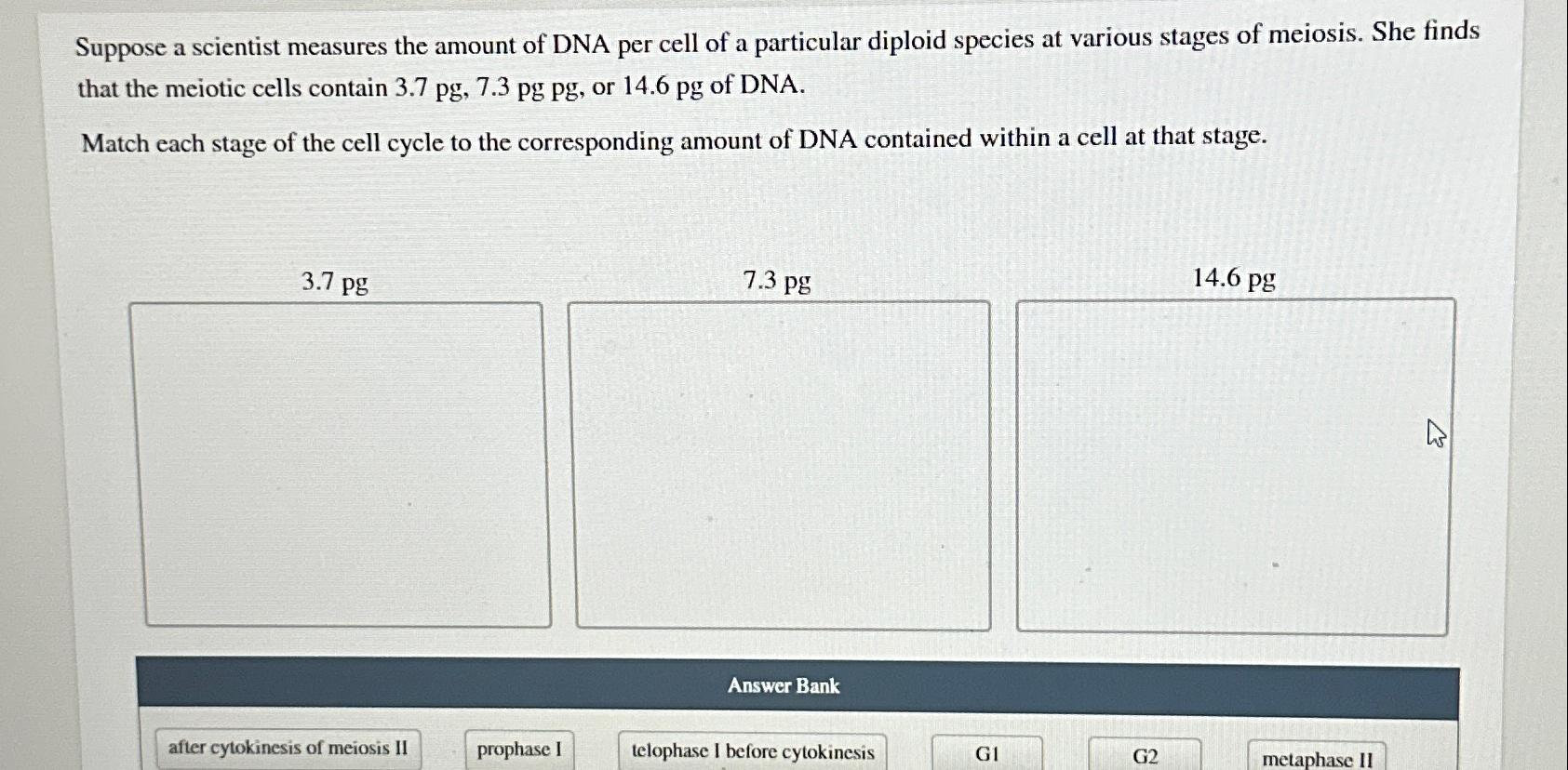 Solved Suppose a scientist measures the amount of DNA per | Chegg.com