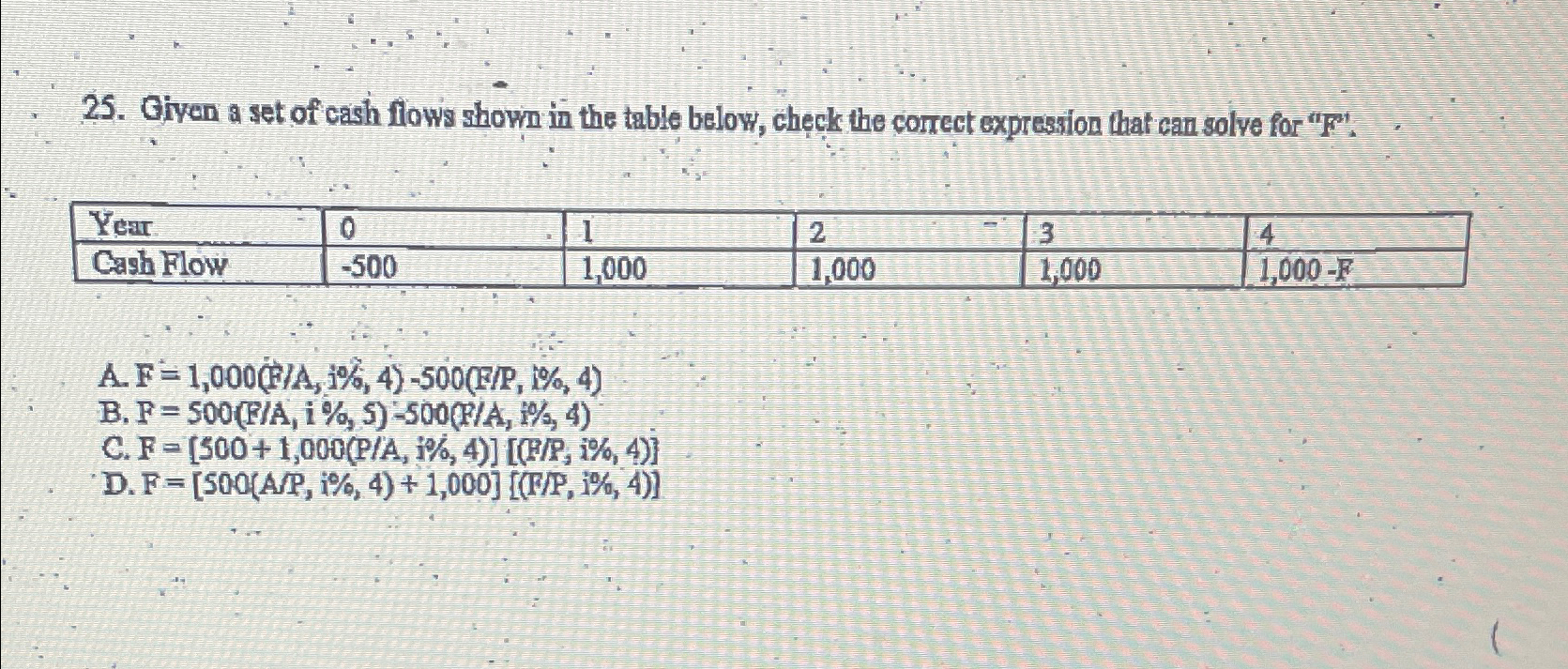 Solved Given a set of cash flows shown in the table below, | Chegg.com