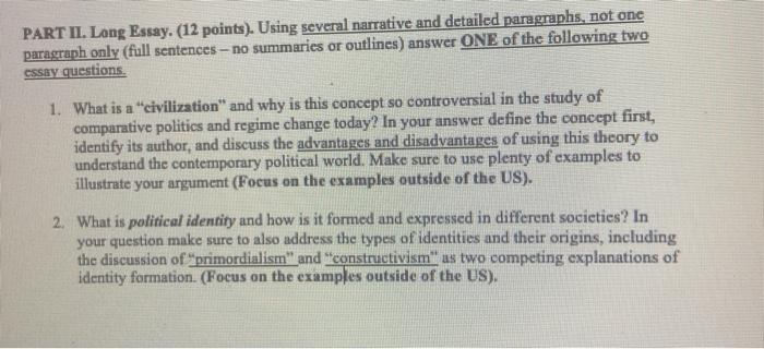 comparative politics essay questions