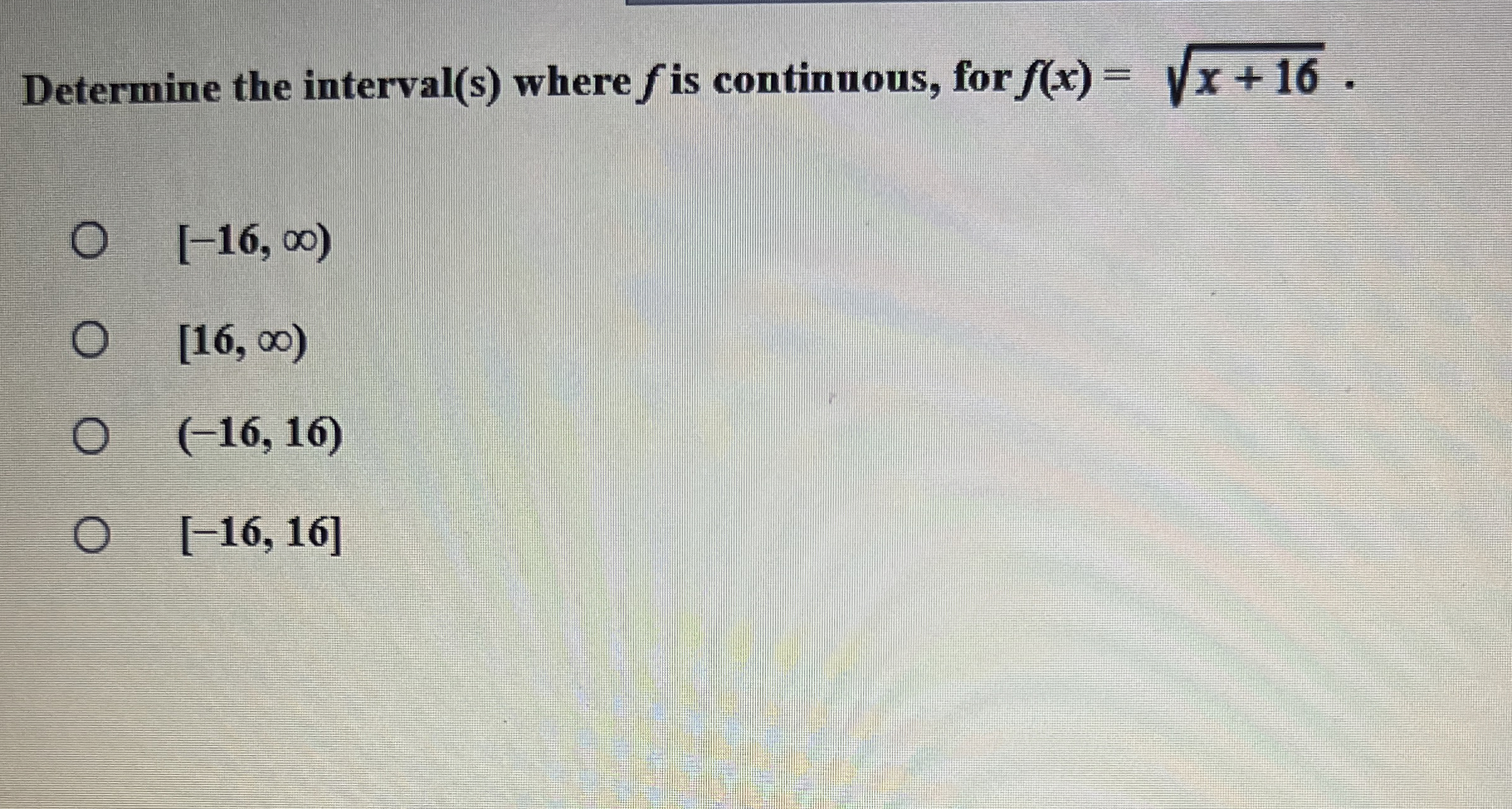 Solved Determine the interval(s) ﻿where f ﻿is continuous, | Chegg.com