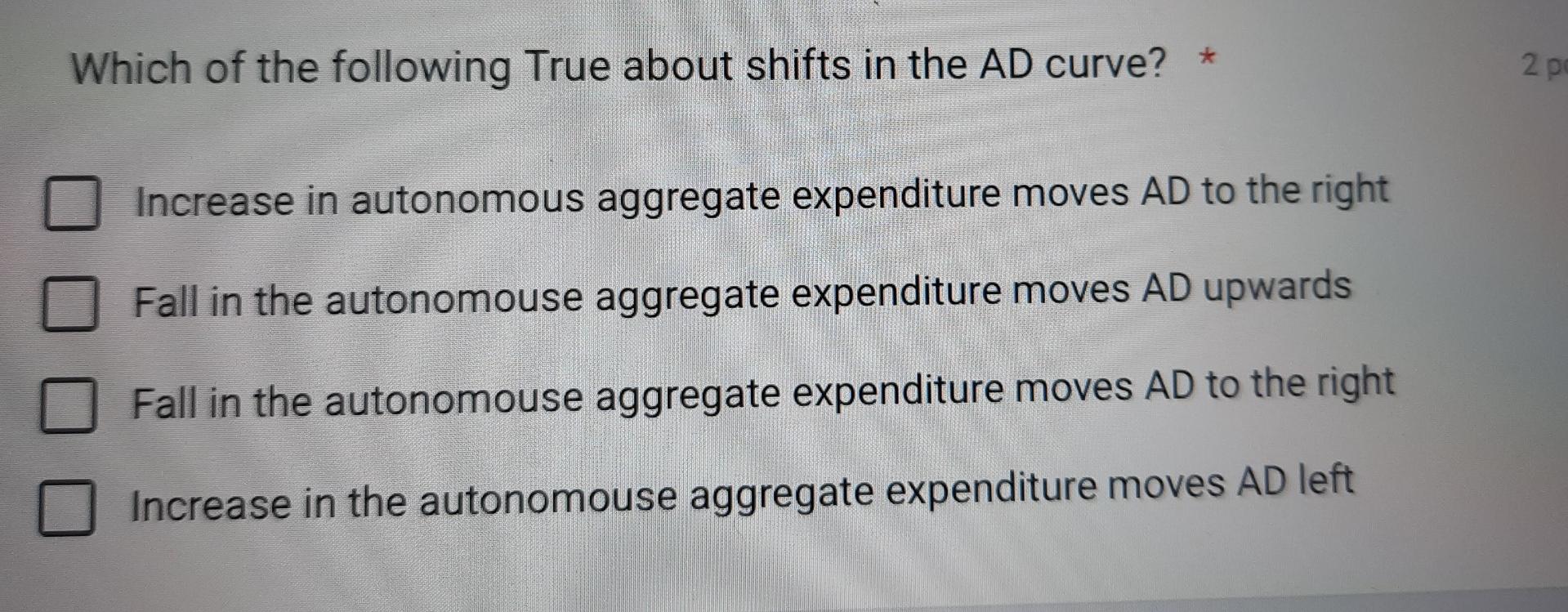 Solved Which of the following True about shifts in the AD | Chegg.com
