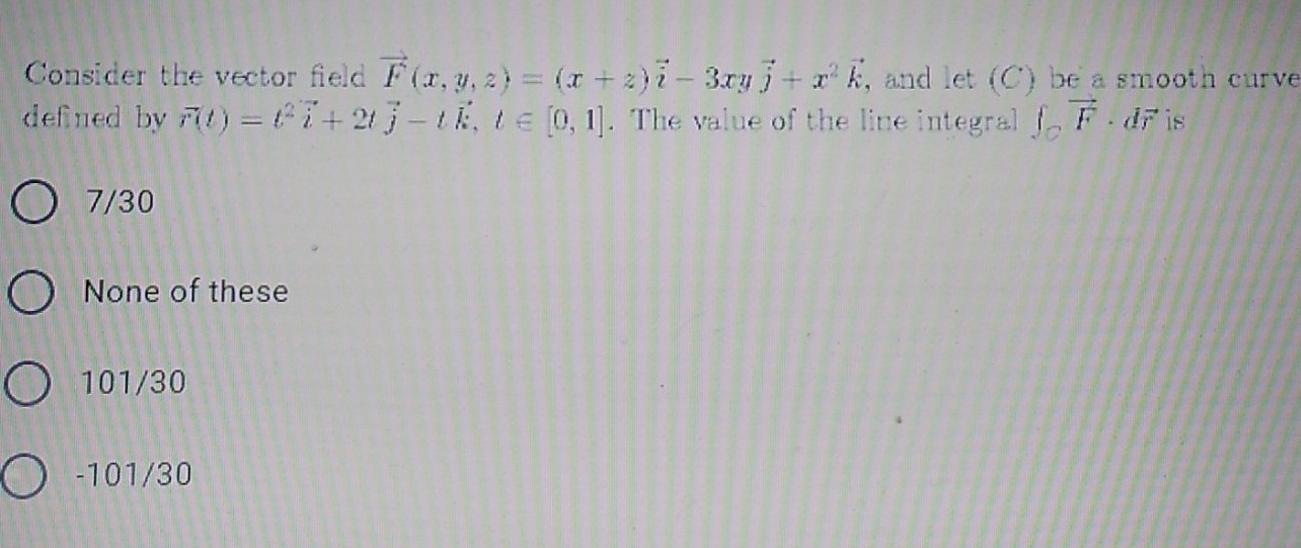 Solved Curve Consider The Vector Field F X Y Z X Chegg Com