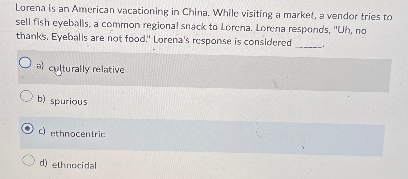 Solved Lorena is an American vacationing in China. While | Chegg.com