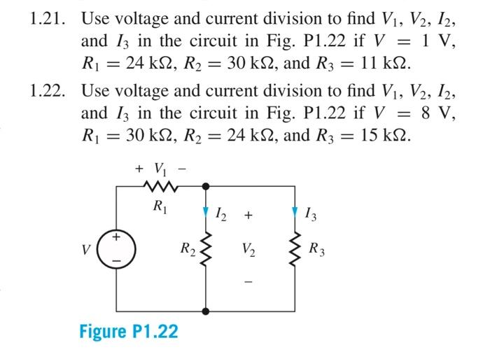 Solved 21. Use voltage and current division to find \\( | Chegg.com