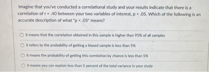 Solved Imagine that you've conducted a correlational study | Chegg.com