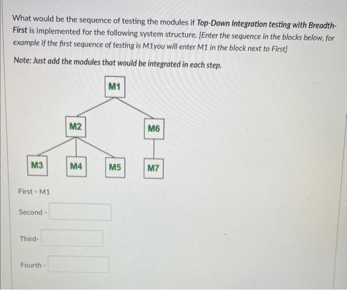 Solved What would be the sequence of testing the modules if | Chegg.com image.