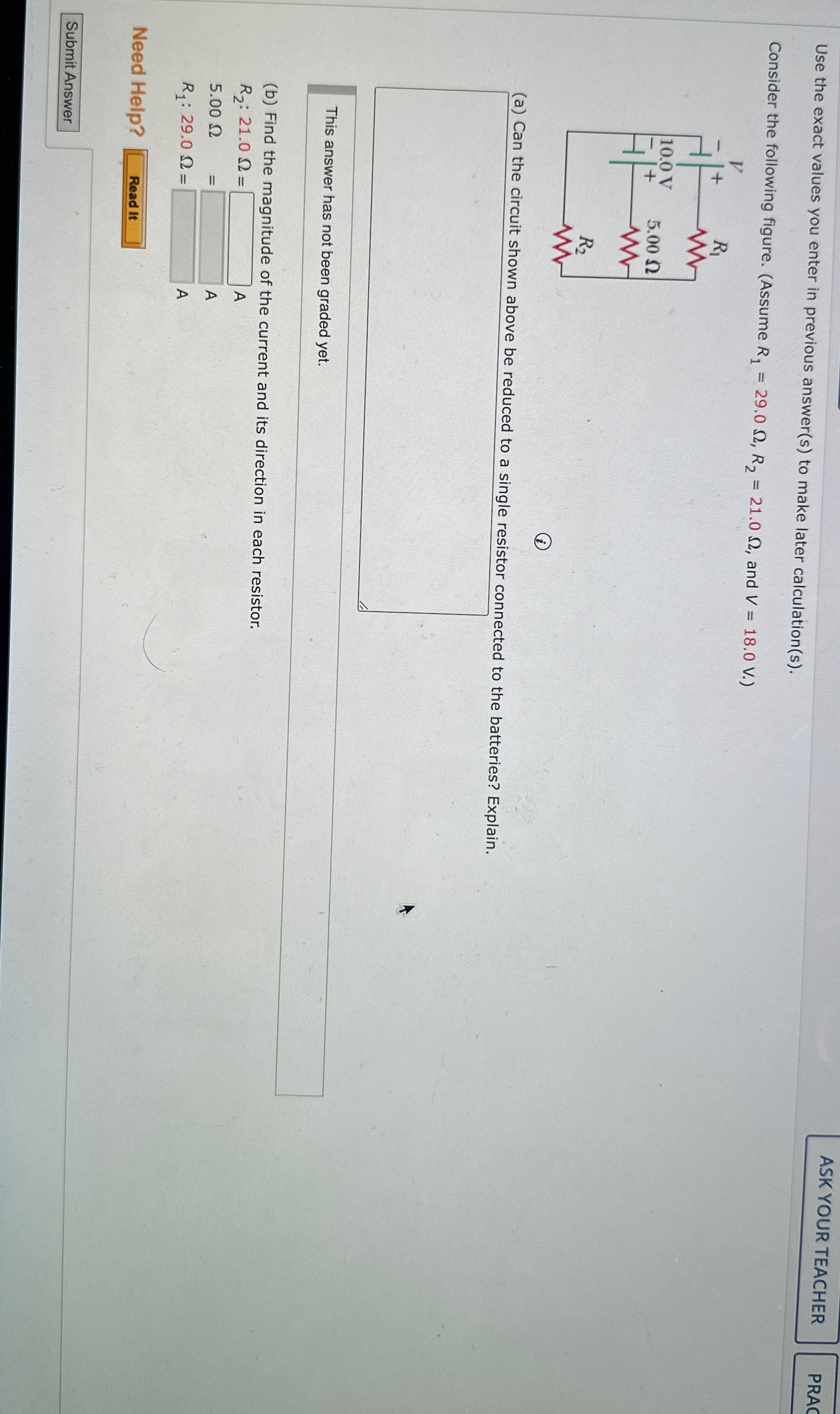 Solved Use the exact values you enter in previous answer(s) | Chegg.com