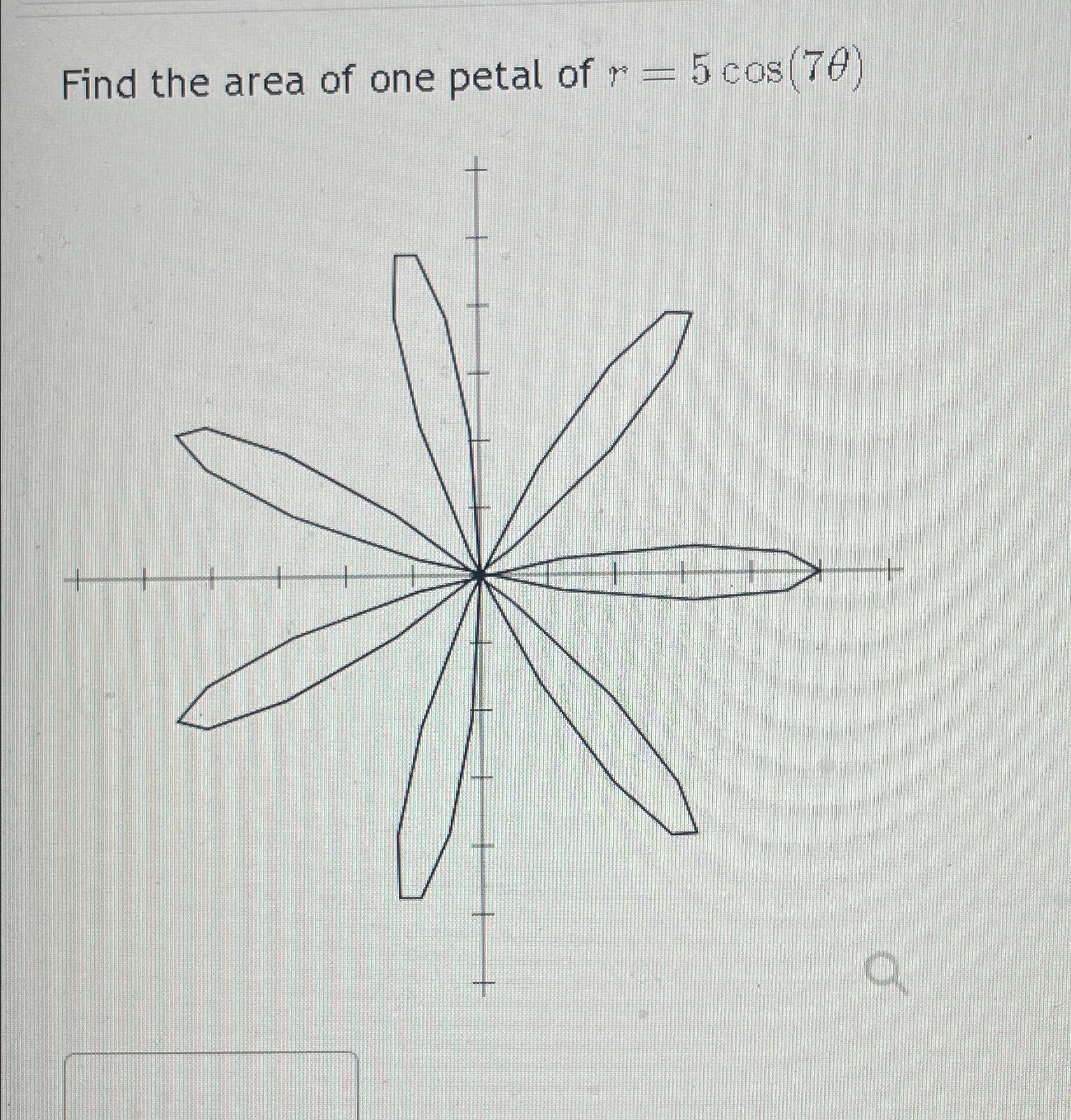 Solved Find the area of one petal of r=5cos(7θ)