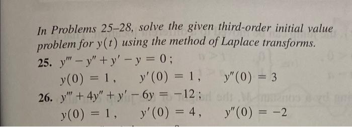 Solved In Problems 25-28, solve the given third-order | Chegg.com