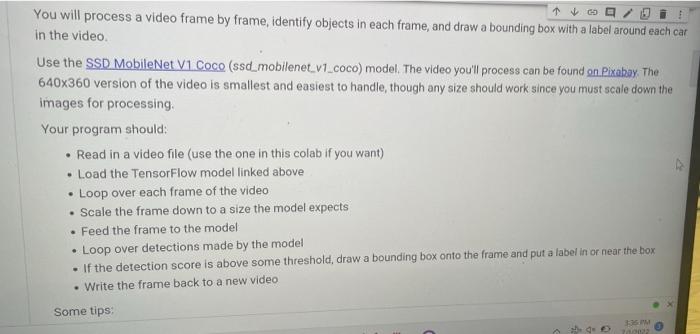 ↑↓ 1 You will process a video frame by frame, | Chegg.com